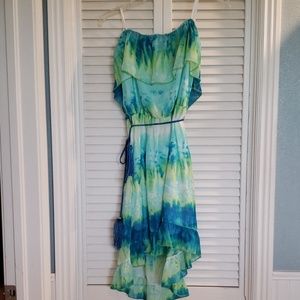 Tie die strapless dress